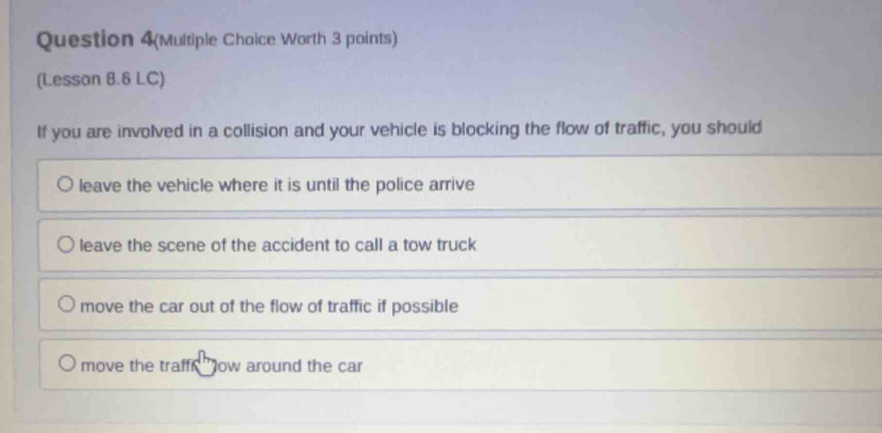 question 4(multiple choice worth 3 points) (lesson 8.6 lc) if you are i…