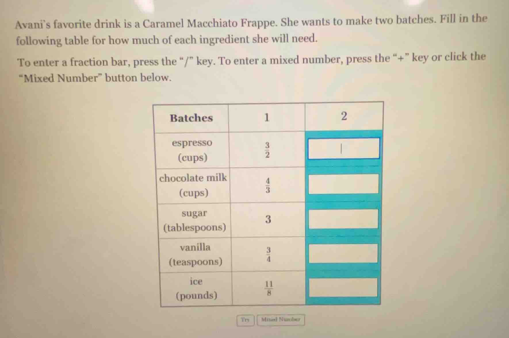 avani’s favorite drink is a caramel macchiato frappe. she wants to make…