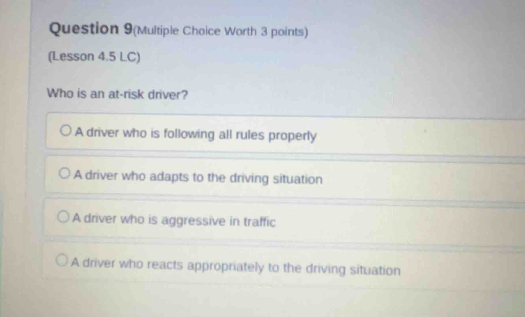 question 9(multiple choice worth 3 points) (lesson 4.5 lc) who is an at…