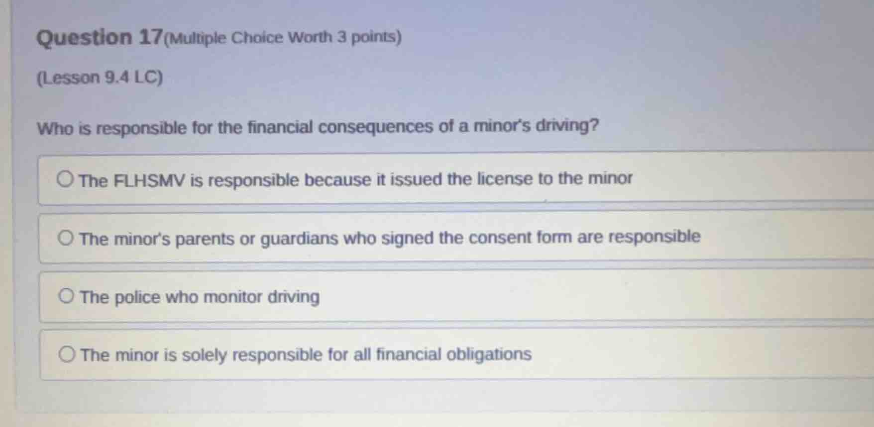 question 17(multiple choice worth 3 points) (lesson 9.4 lc) who is resp…
