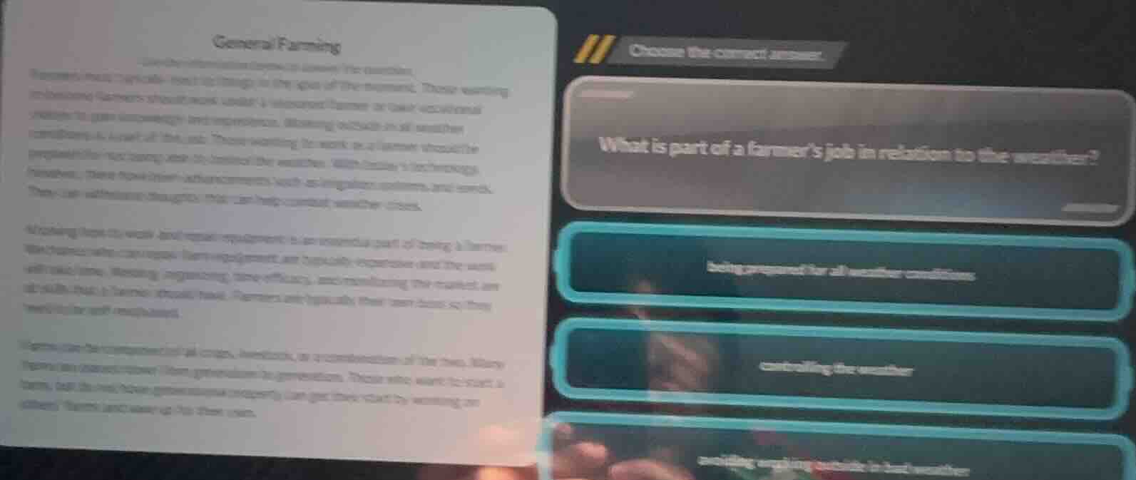 general farming (description about farmers work, training, equipment, a…