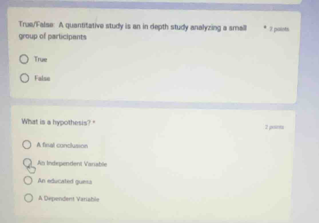 true/false: a quantitative study is an in depth study analyzing a small…