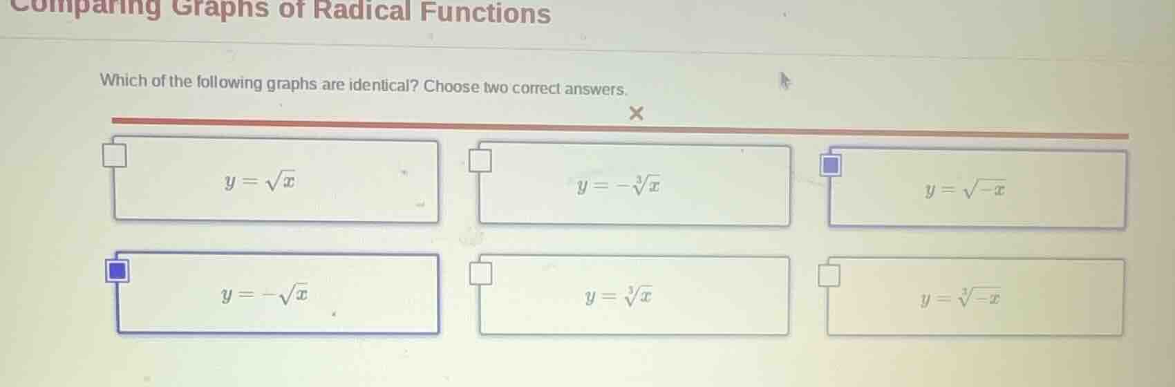 comparing graphs of radical functions which of the following graphs are…