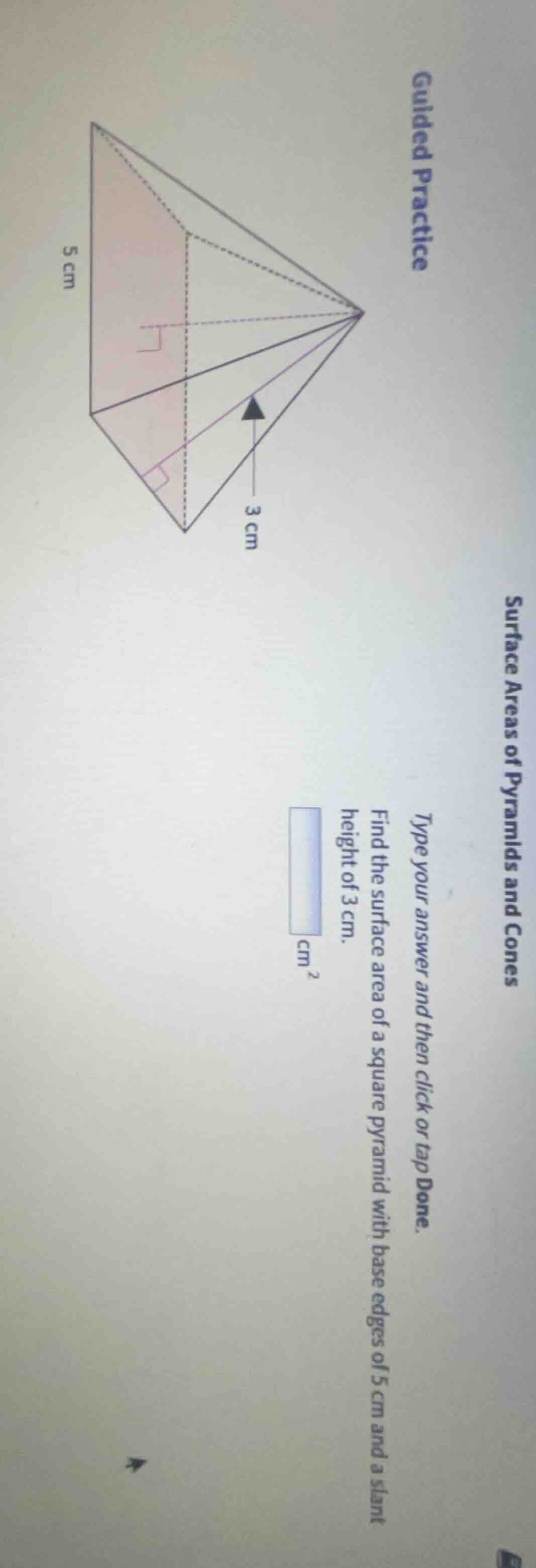 surface areas of pyramids and cones guided practice type your answer an…