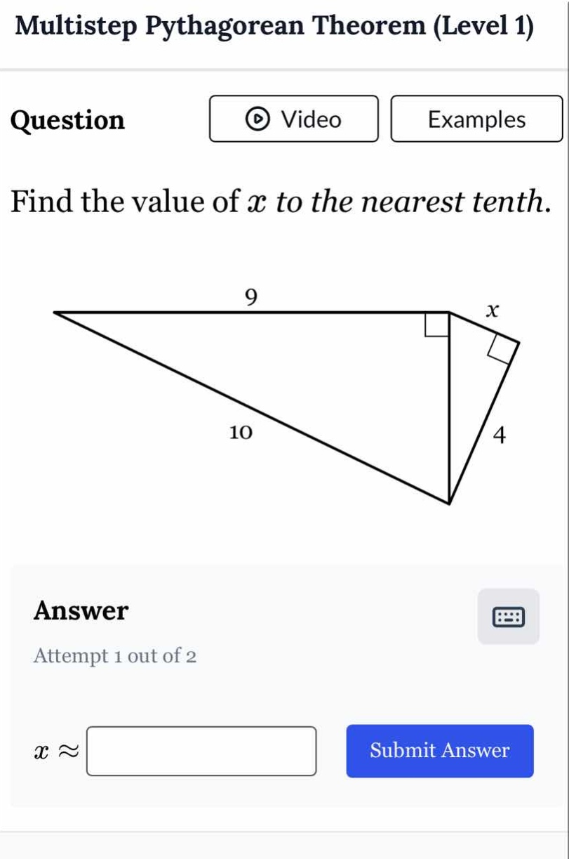multistep pythagorean theorem (level 1) question find the value of ( x …