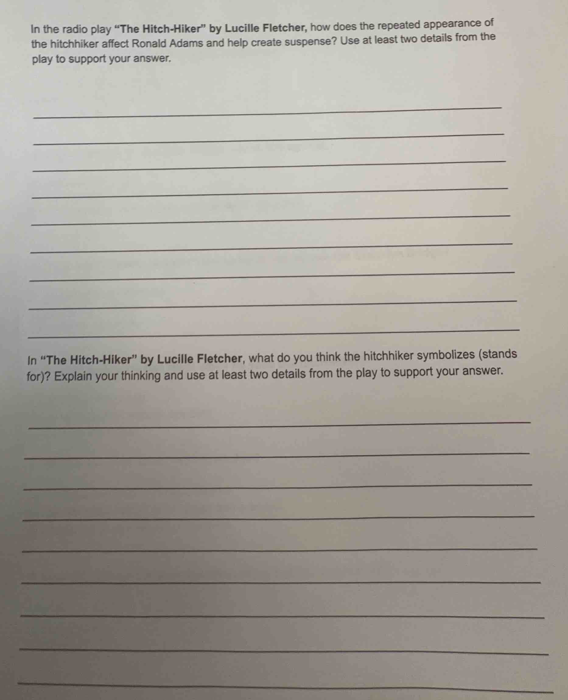 in the radio play \the hitch - hiker\ by lucille fletcher, how does the…