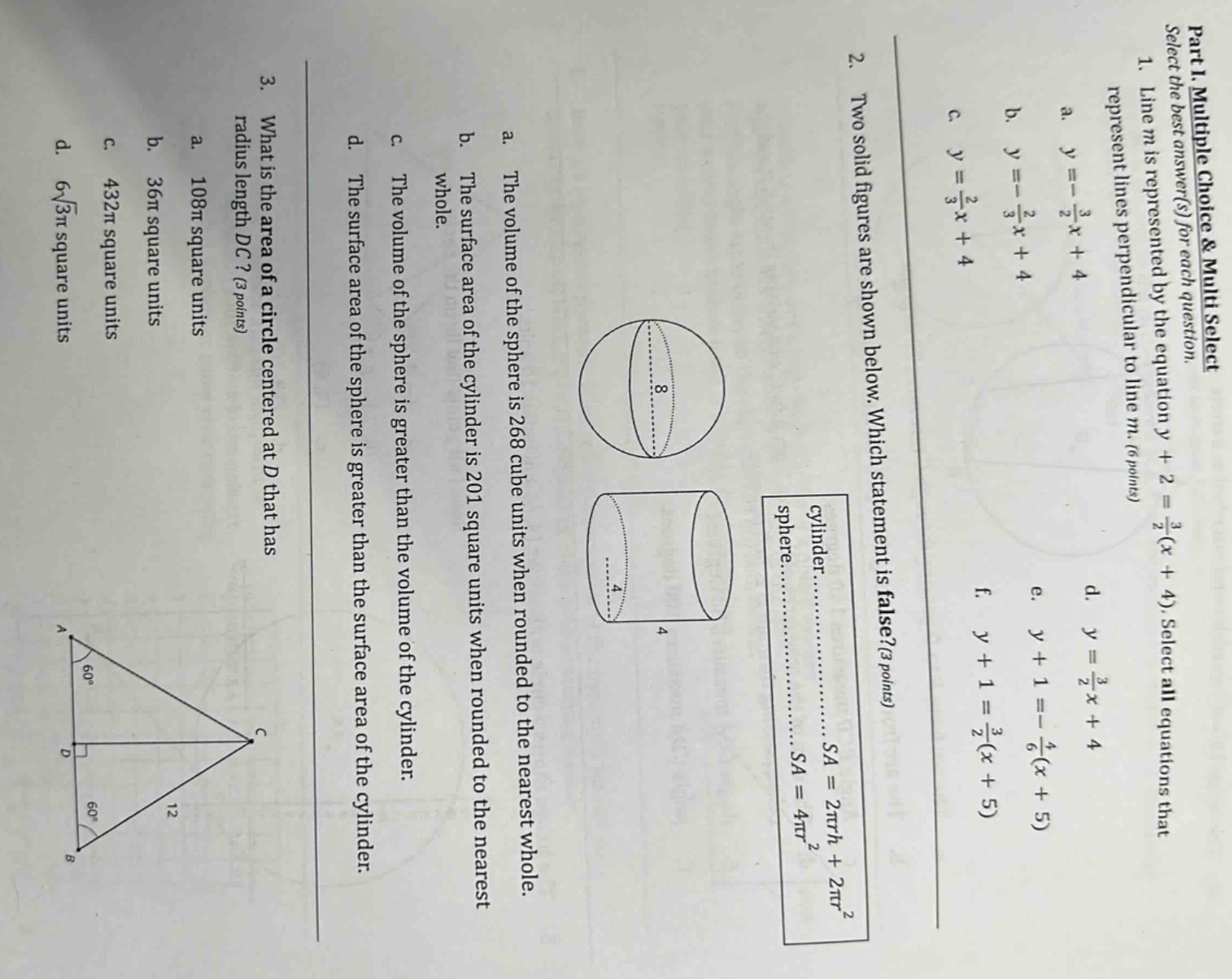 part i. multiple choice & multi select select the best answer(s) for ea…