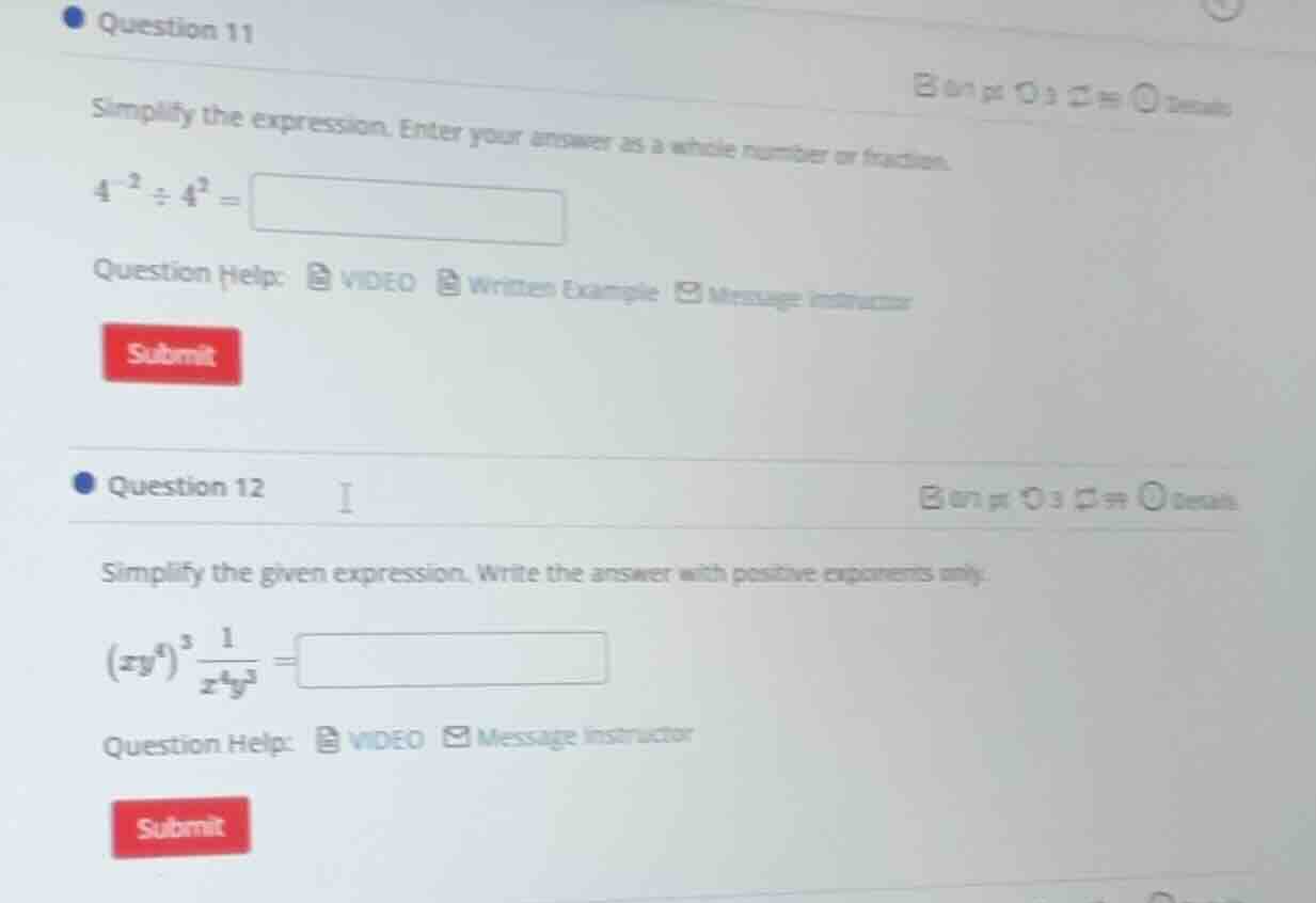 question 11 simplify the expression. enter your answer as a whole numbe…