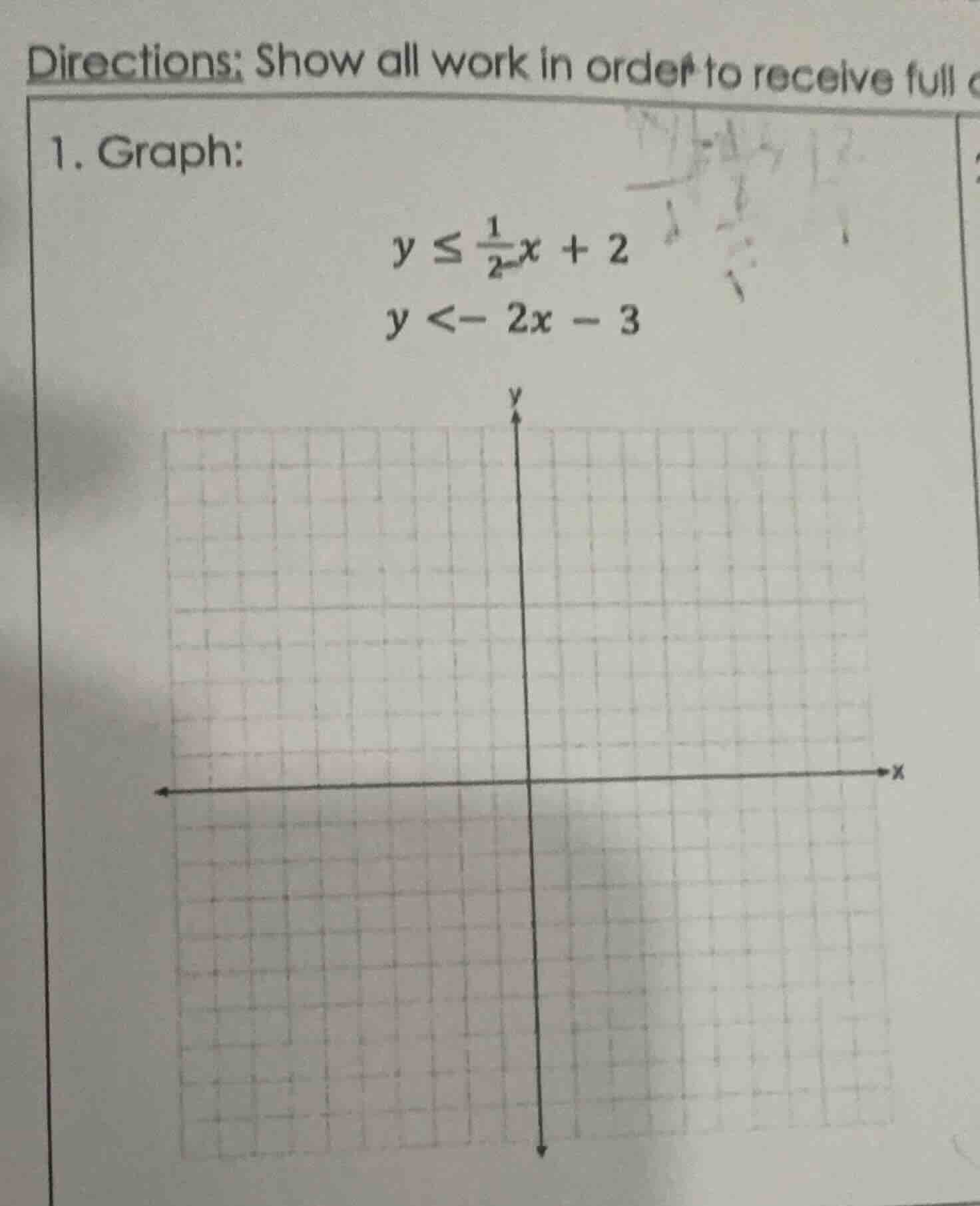 directions: show all work in order to receive full 1. graph: $y \\leq \…