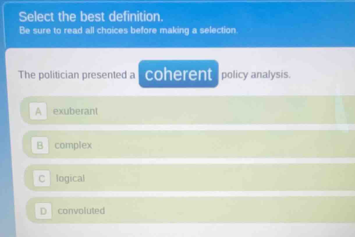 select the best definition. be sure to read all choices before making a…