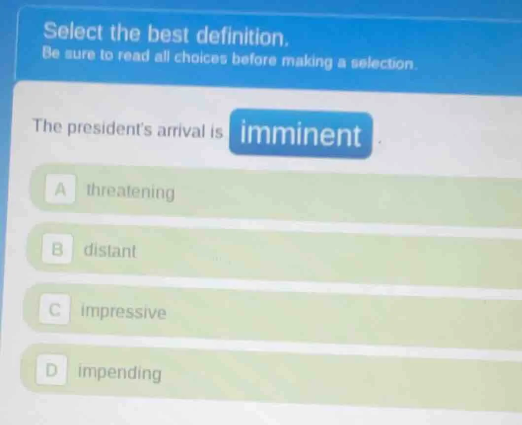 select the best definition. be sure to read all choices before making a…