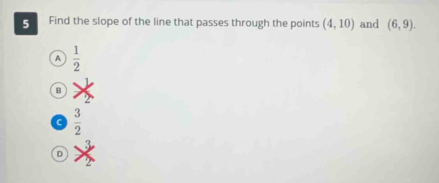 5 find the slope of the line that passes through the points (4,10) and …