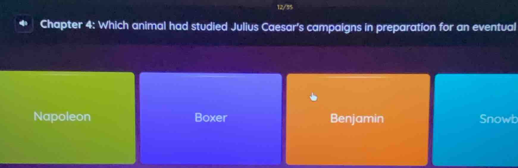 chapter 4: which animal had studied julius caesar’s campaigns in prepar…