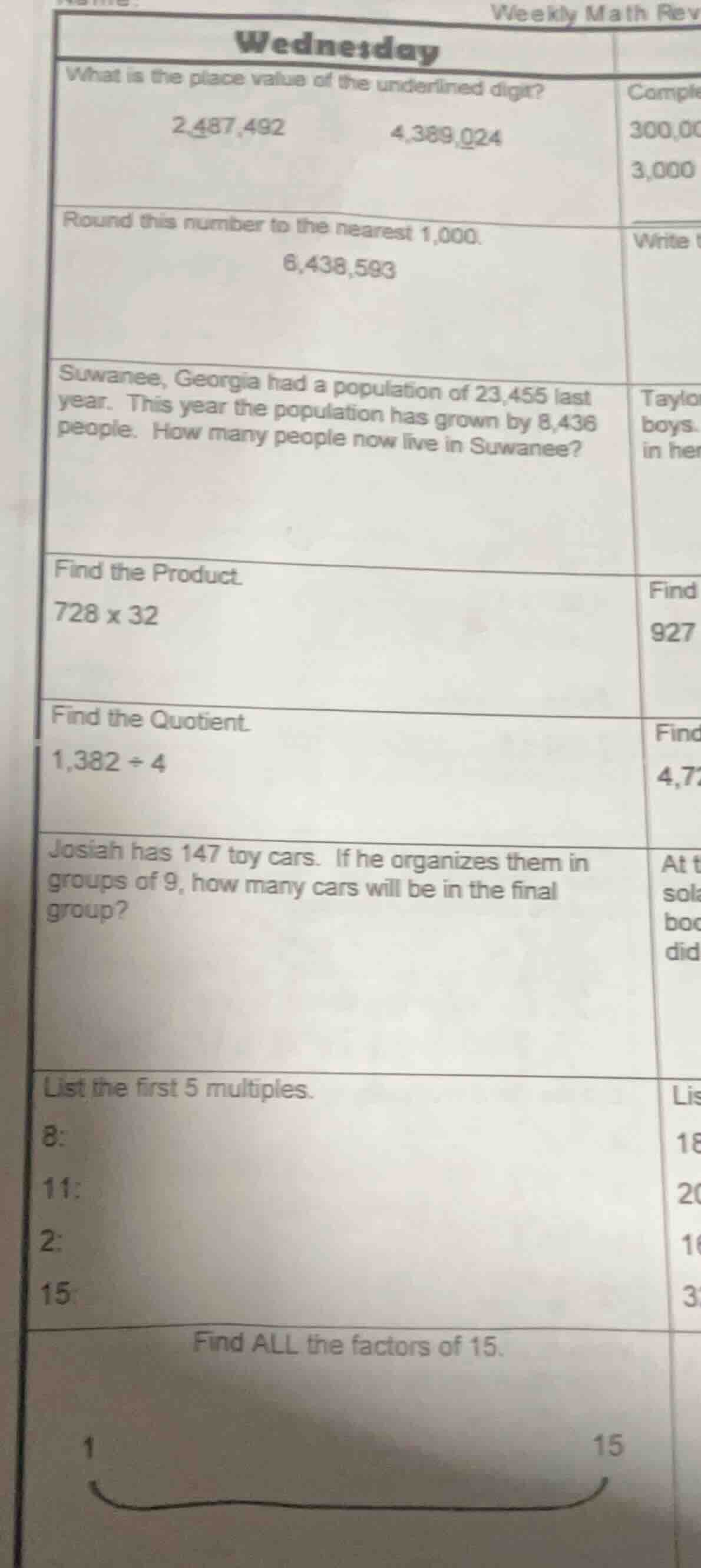 wednesday what is the place value of the underlined digit? 2,487,492 4,…
