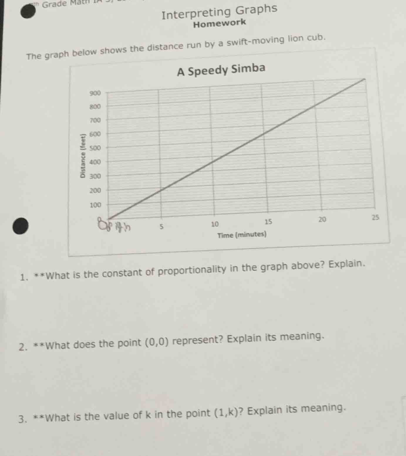 interpreting graphs homework the graph below shows the distance run by …