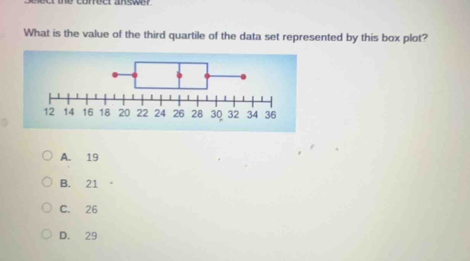 select the correct answer. what is the value of the third quartile of t…