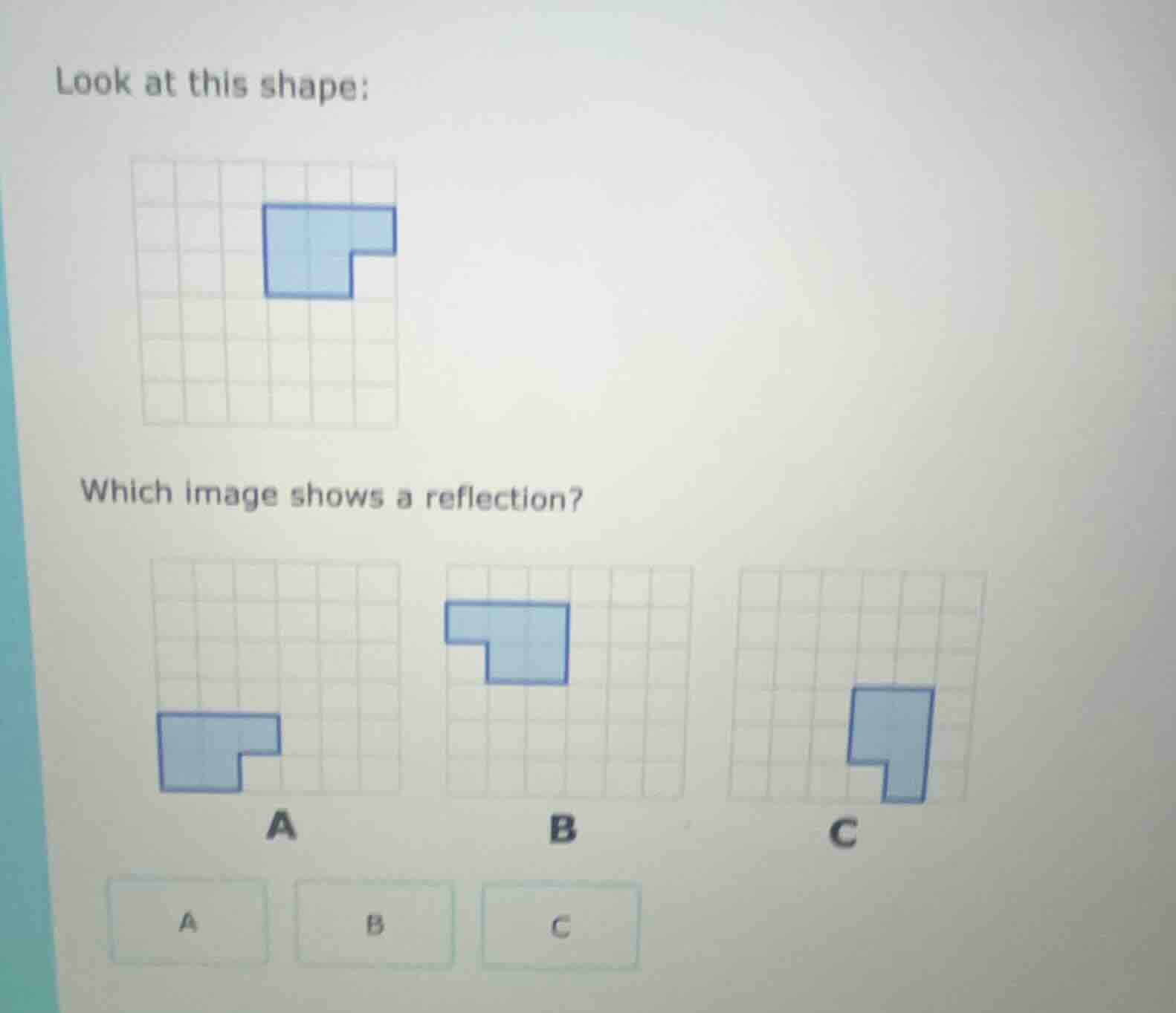 look at this shape: image of a blue l - shaped figure on a grid which i…