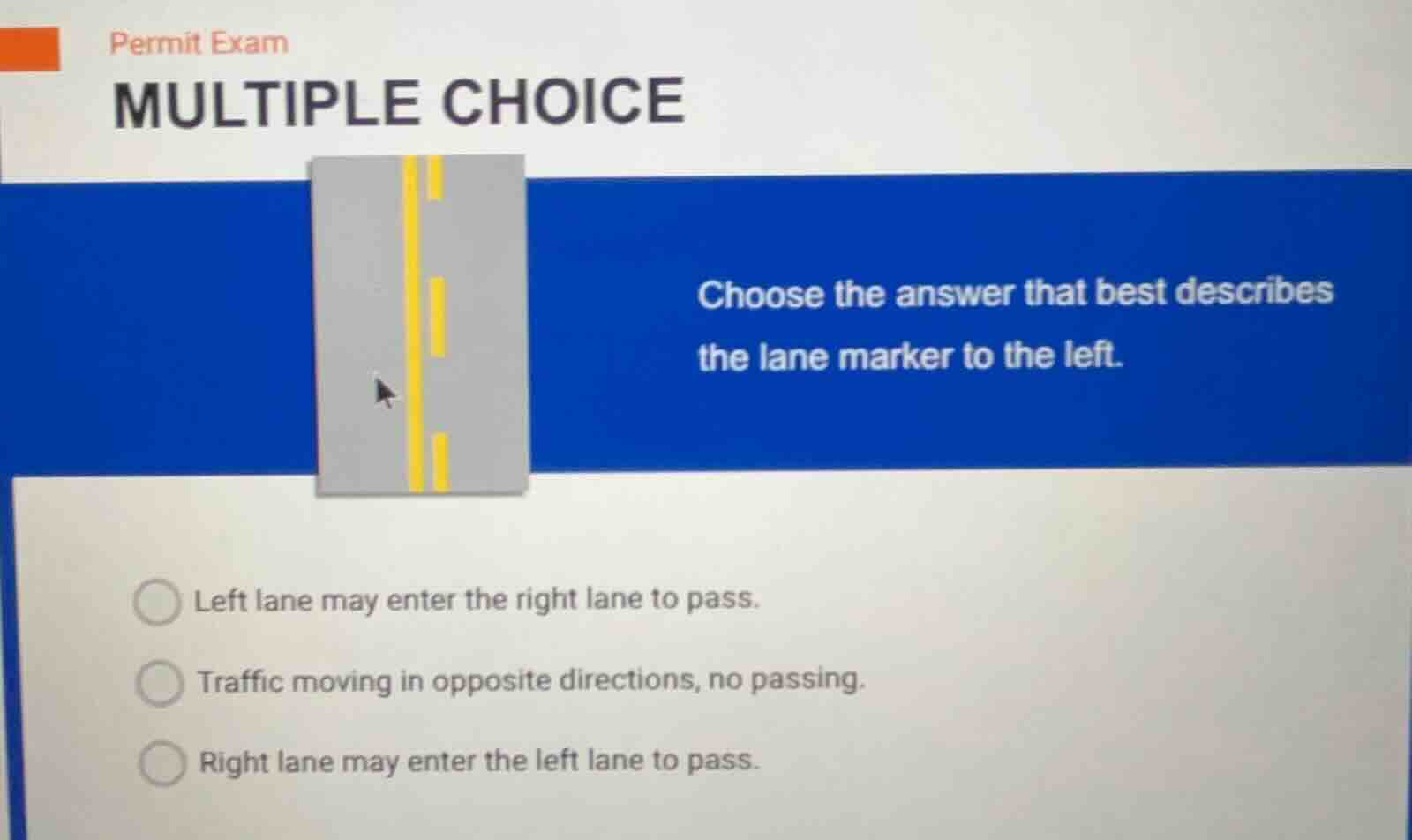 permit exam multiple choice choose the answer that best describes the l…