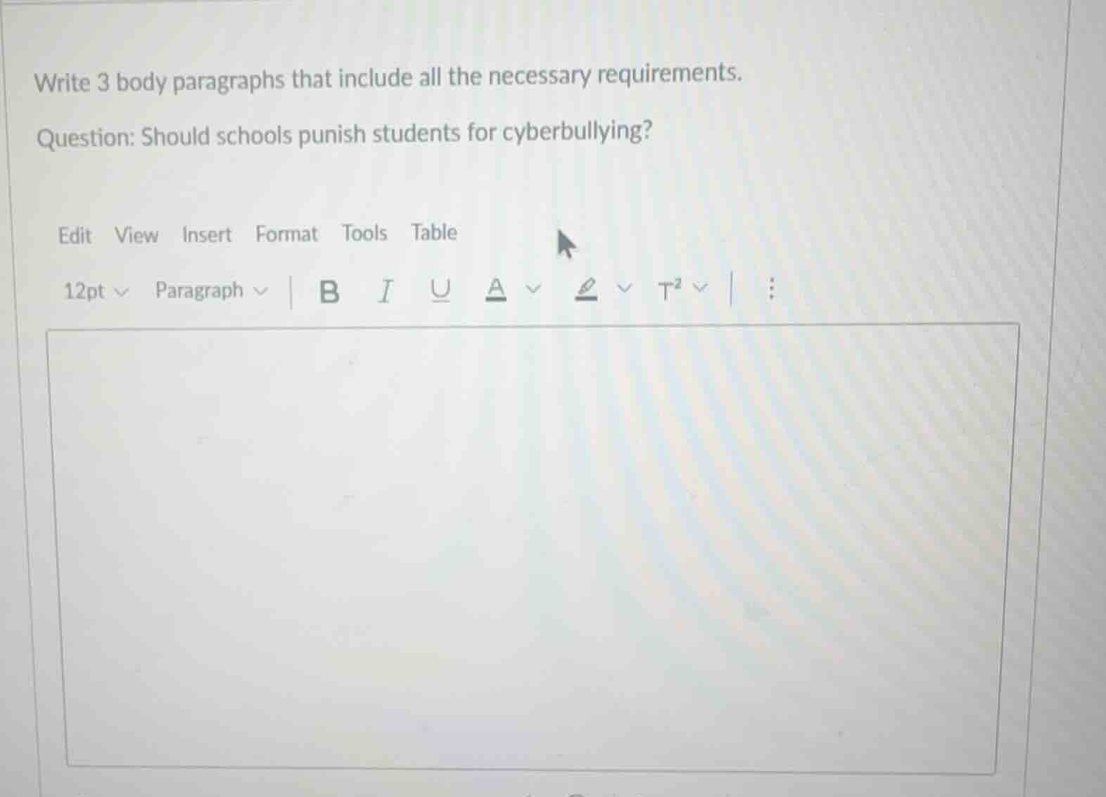 write 3 body paragraphs that include all the necessary requirements. qu…