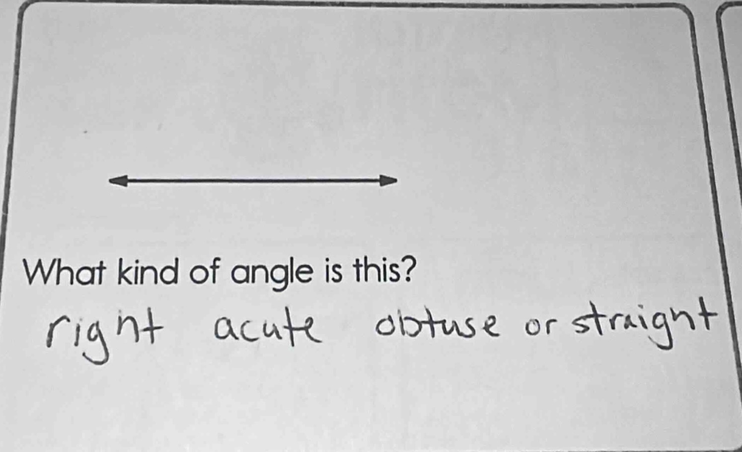 what kind of angle is this? right acute obtuse or straight