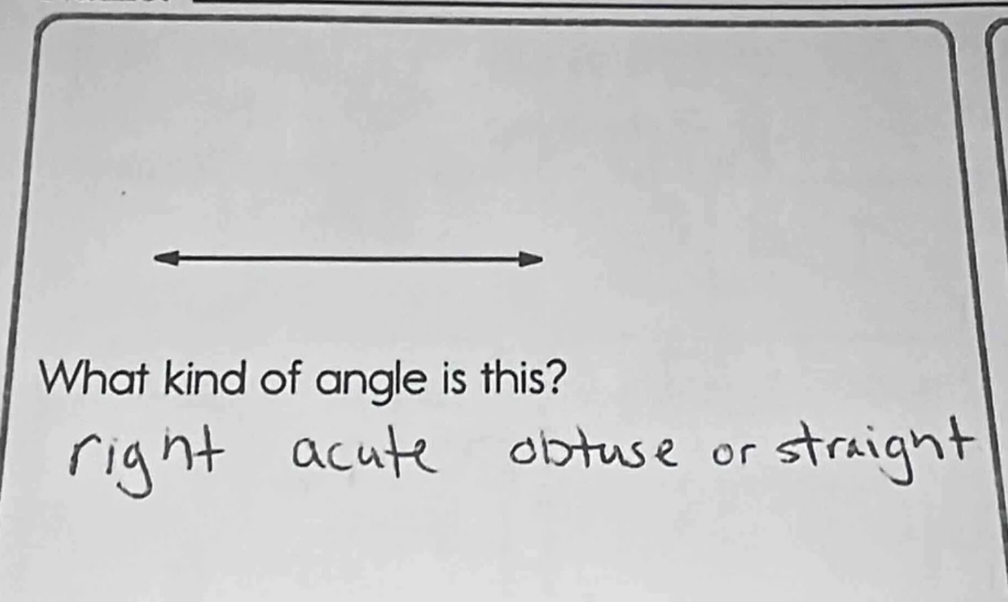 what kind of angle is this? right acute obtuse or straight
