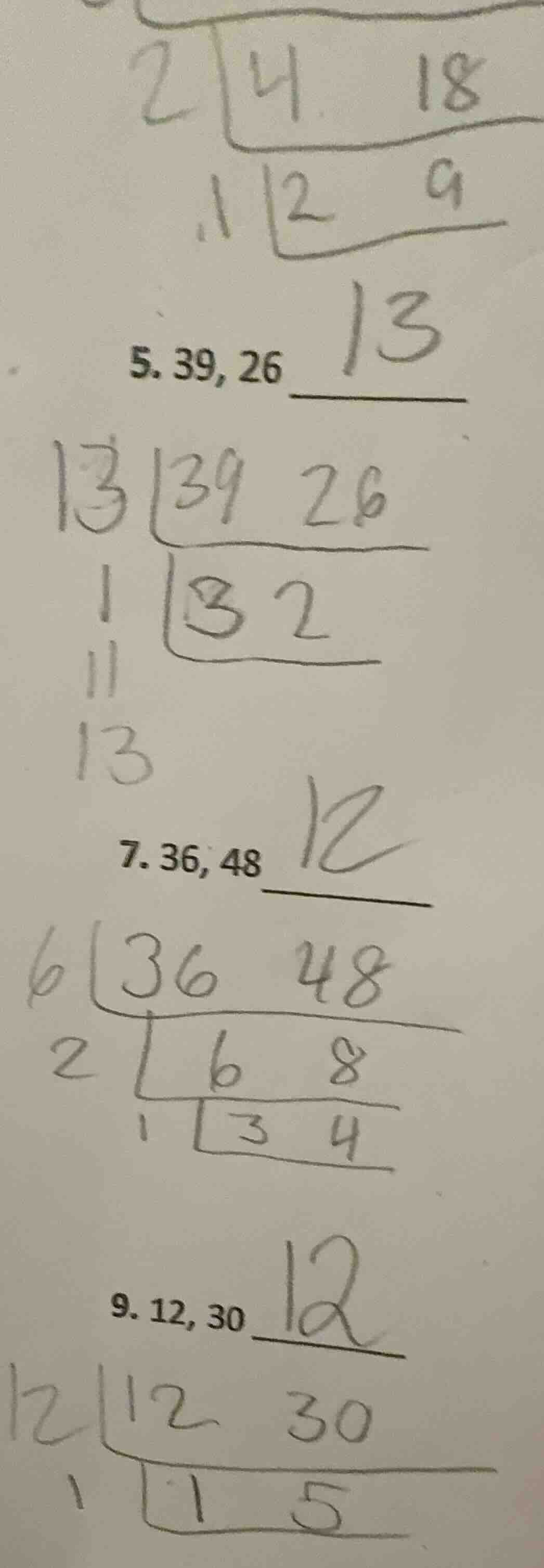 5. 39, 26 7. 36, 48 9. 12, 30