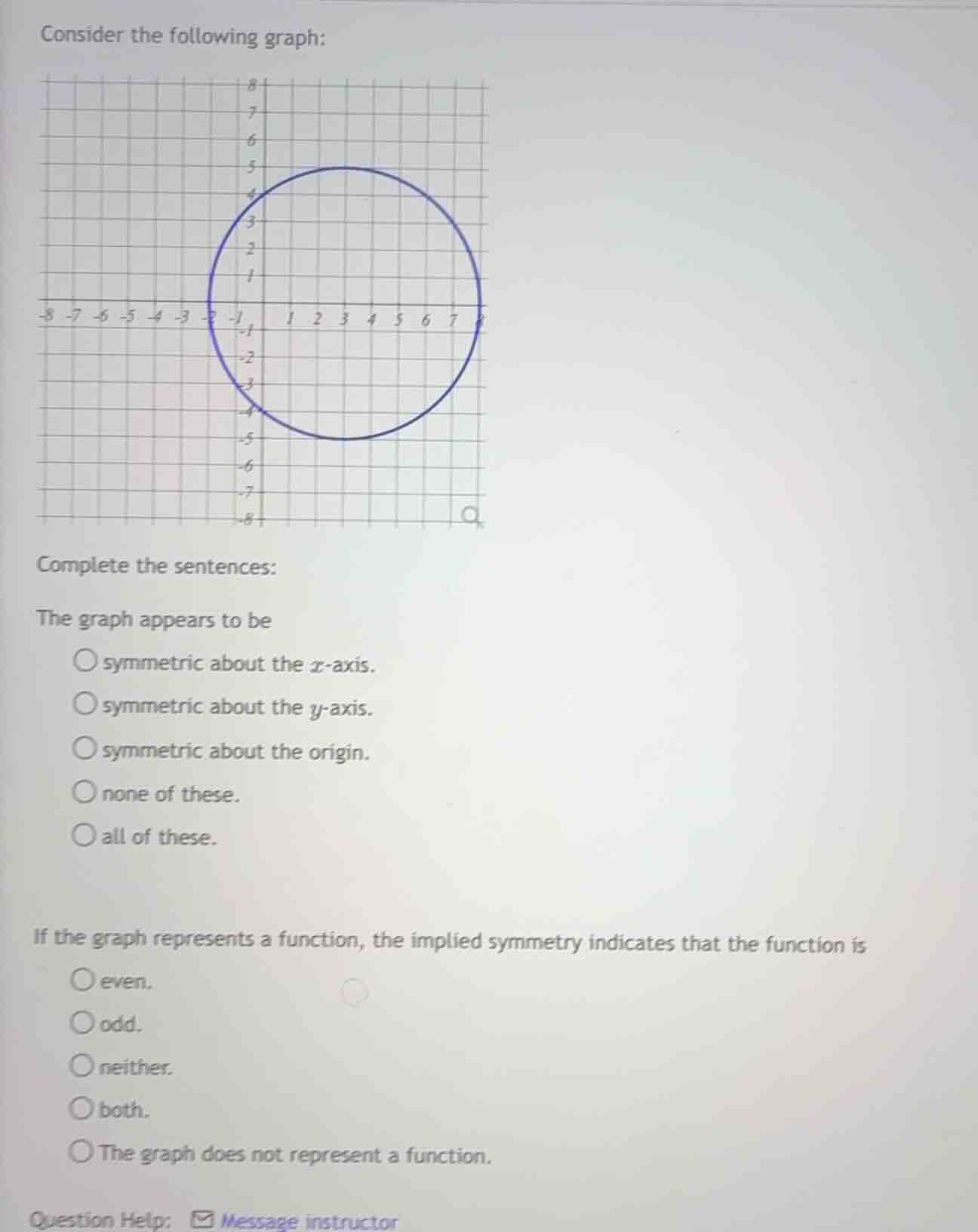 consider the following graph:complete the sentences:the graph appears t…