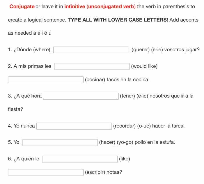 conjugate or leave it in infinitive (unconjugated verb) the verb in par…