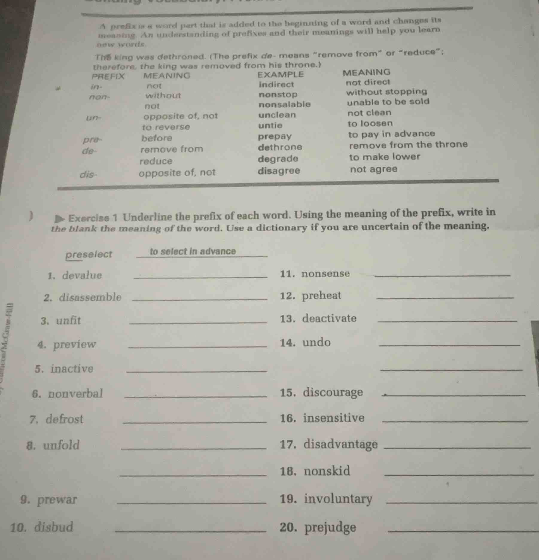 a prefix is a word part that is added to the beginning of a word and ch…