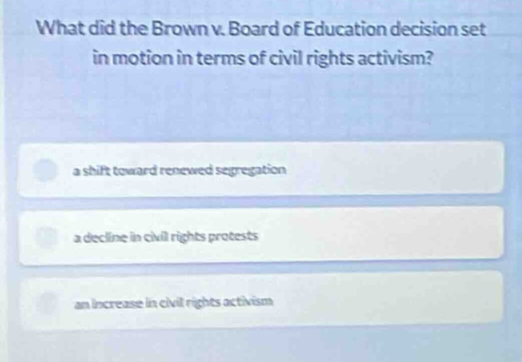 what did the brown v. board of education decision set in motion in term…