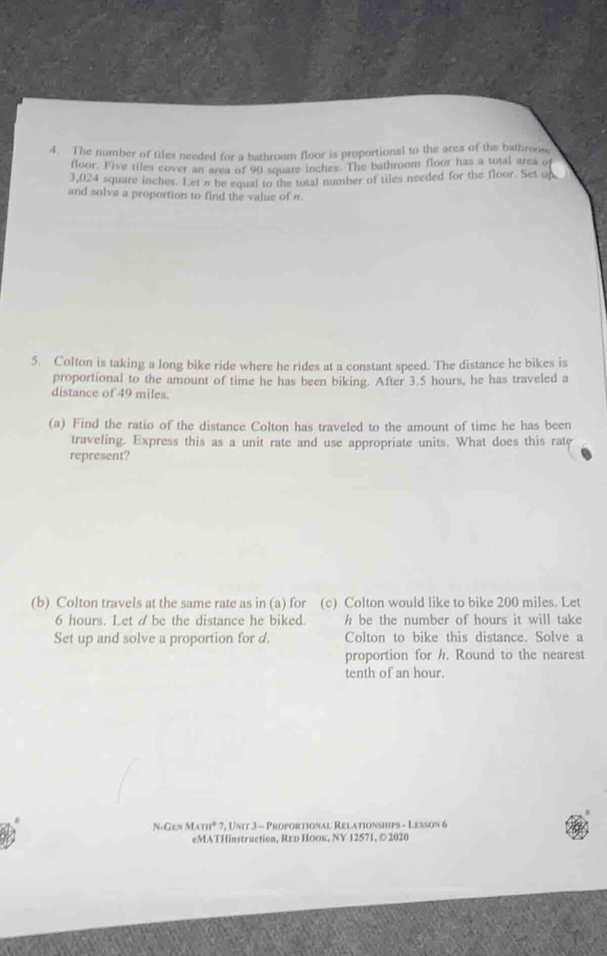 4. the number of tiles needed for a bathroom floor is proportional to t…