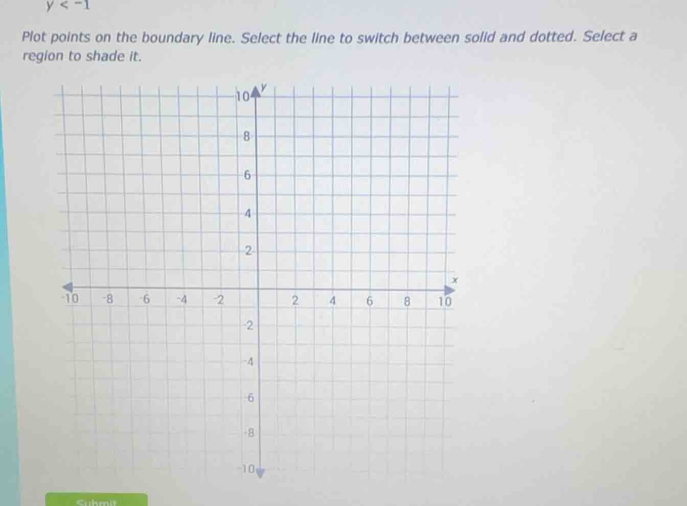 y < -1 plot points on the boundary line. select the line to switch betw…