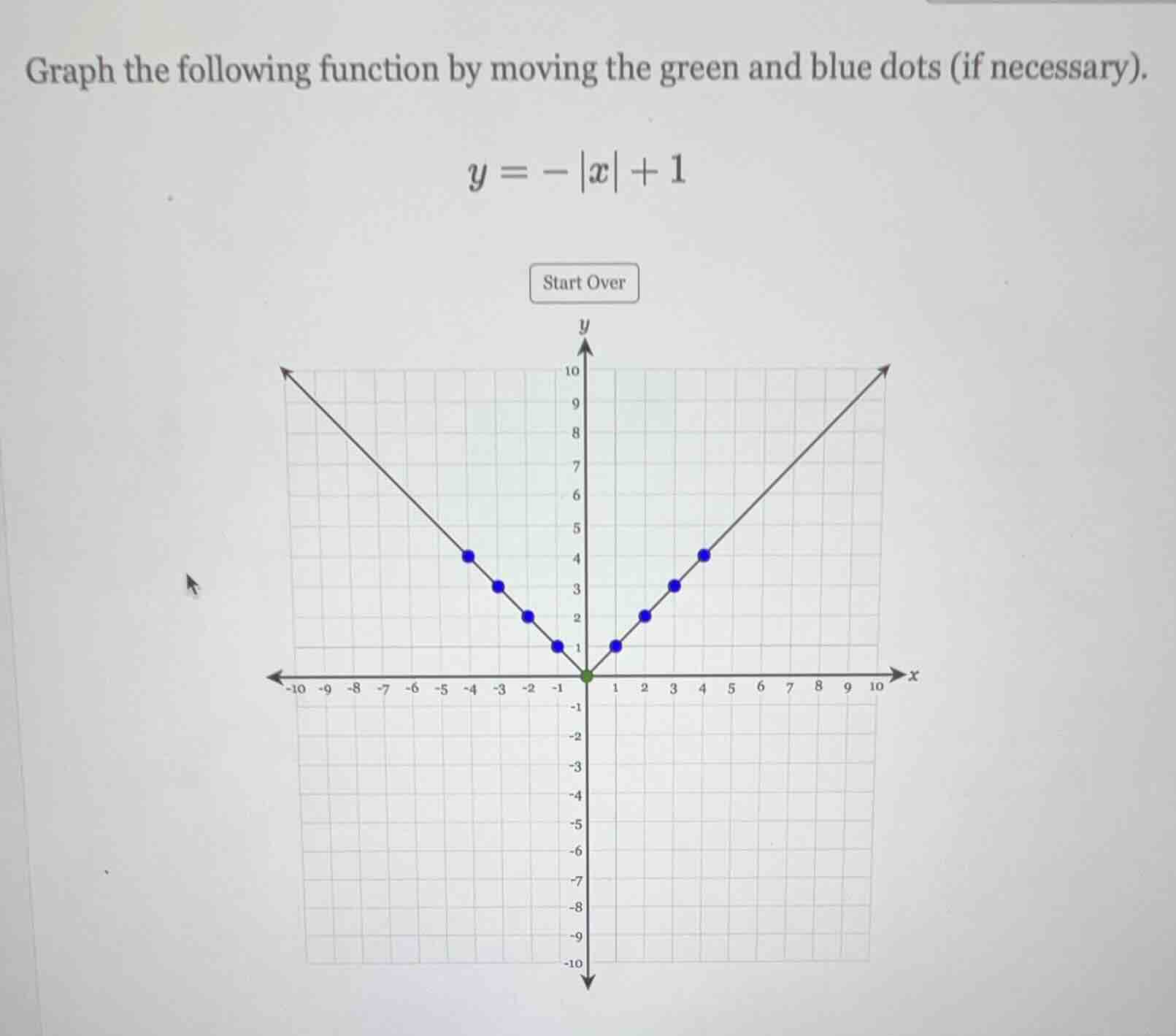 graph the following function by moving the green and blue dots (if nece…