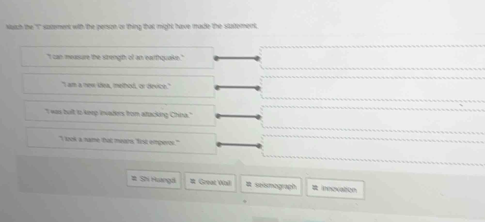 match the \i\ statement with the person or thing that might have made t…