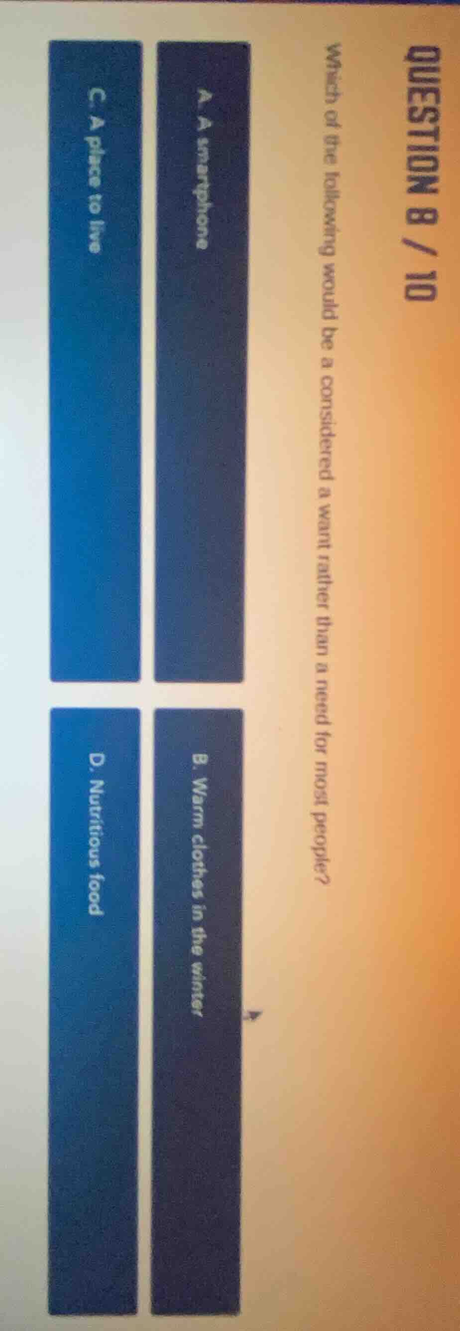 question 8 / 10 which of the following would be a considered a want rat…
