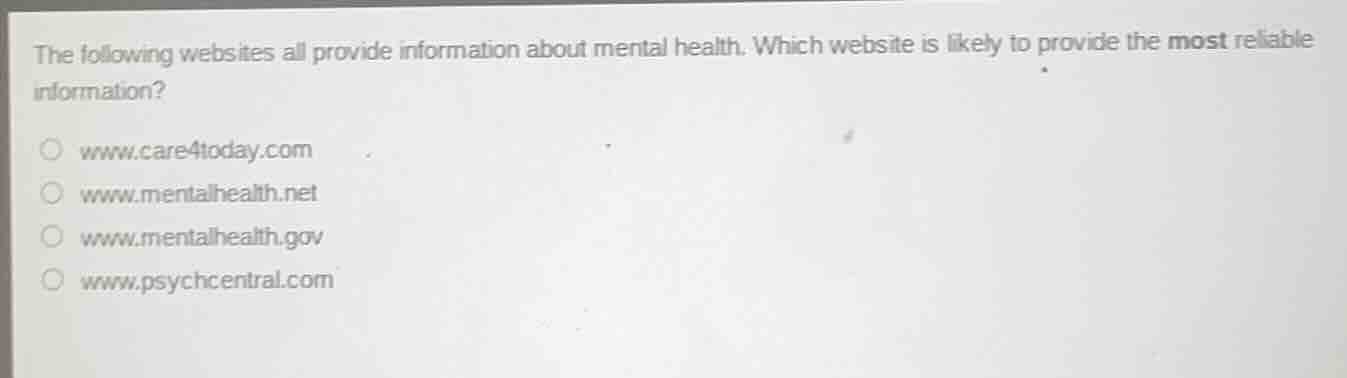 the following websites all provide information about mental health. whi…