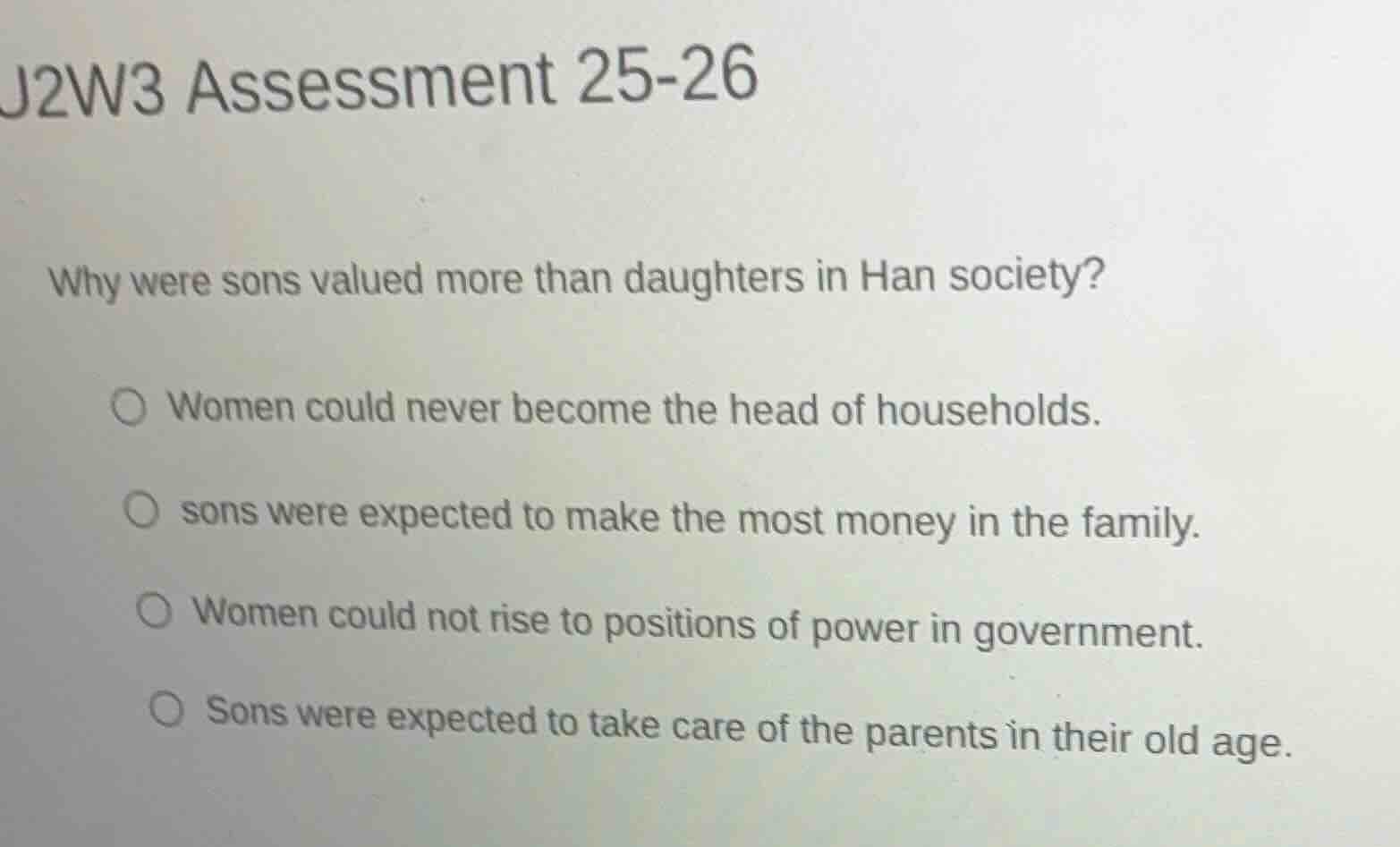 j2w3 assessment 25-26 why were sons valued more than daughters in han s…