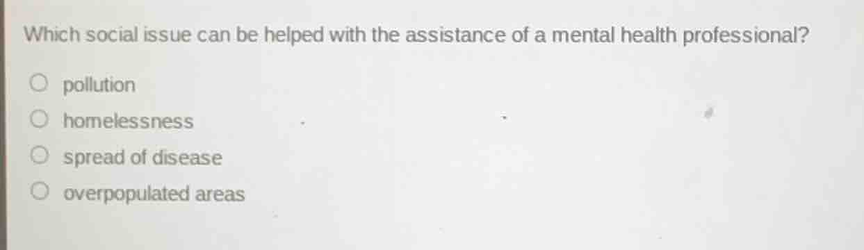 which social issue can be helped with the assistance of a mental health…