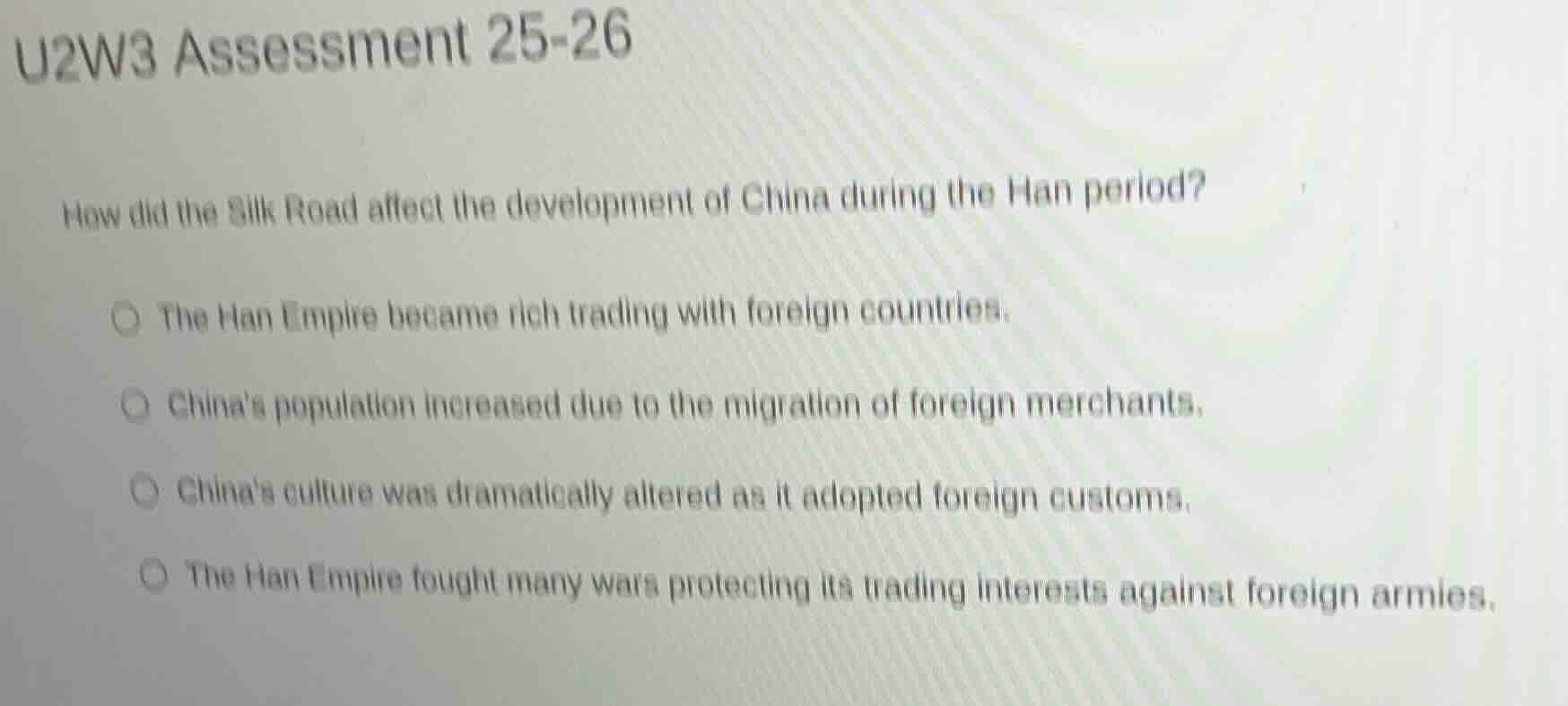u2w3 assessment 25-26 how did the silk road affect the development of c…