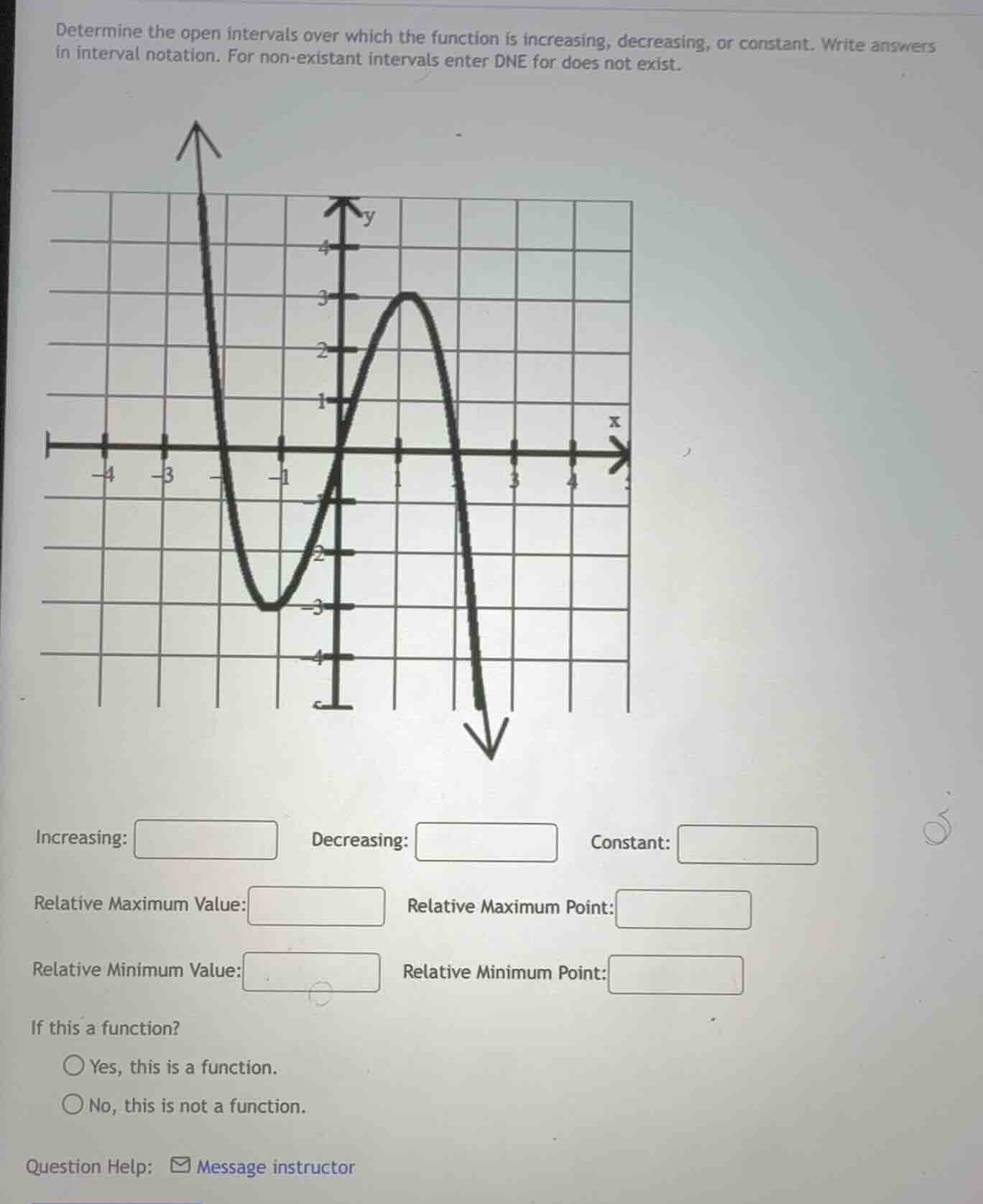 determine the open intervals over which the function is increasing, dec…