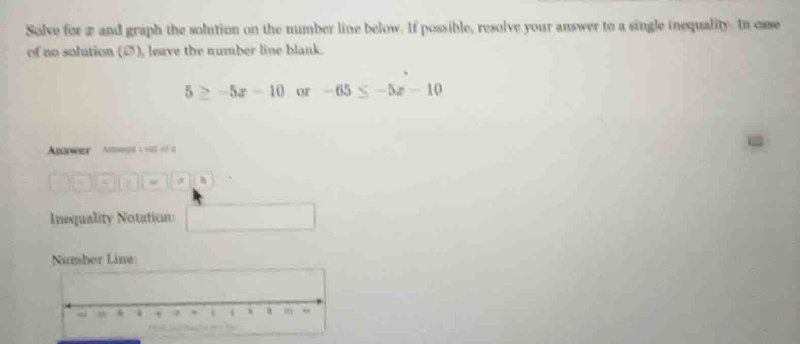 solve for x and graph the solution on the number line below. if possibl…