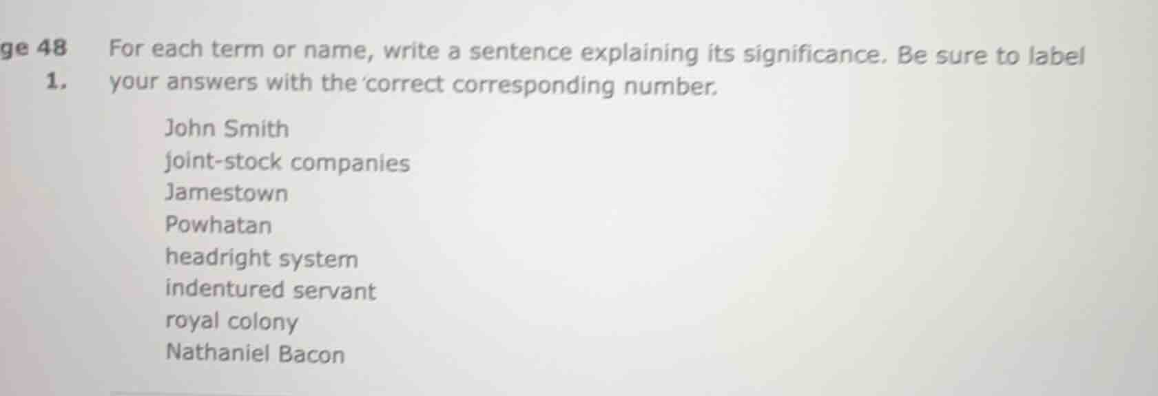 ge 48 1. for each term or name, write a sentence explaining its signifi…