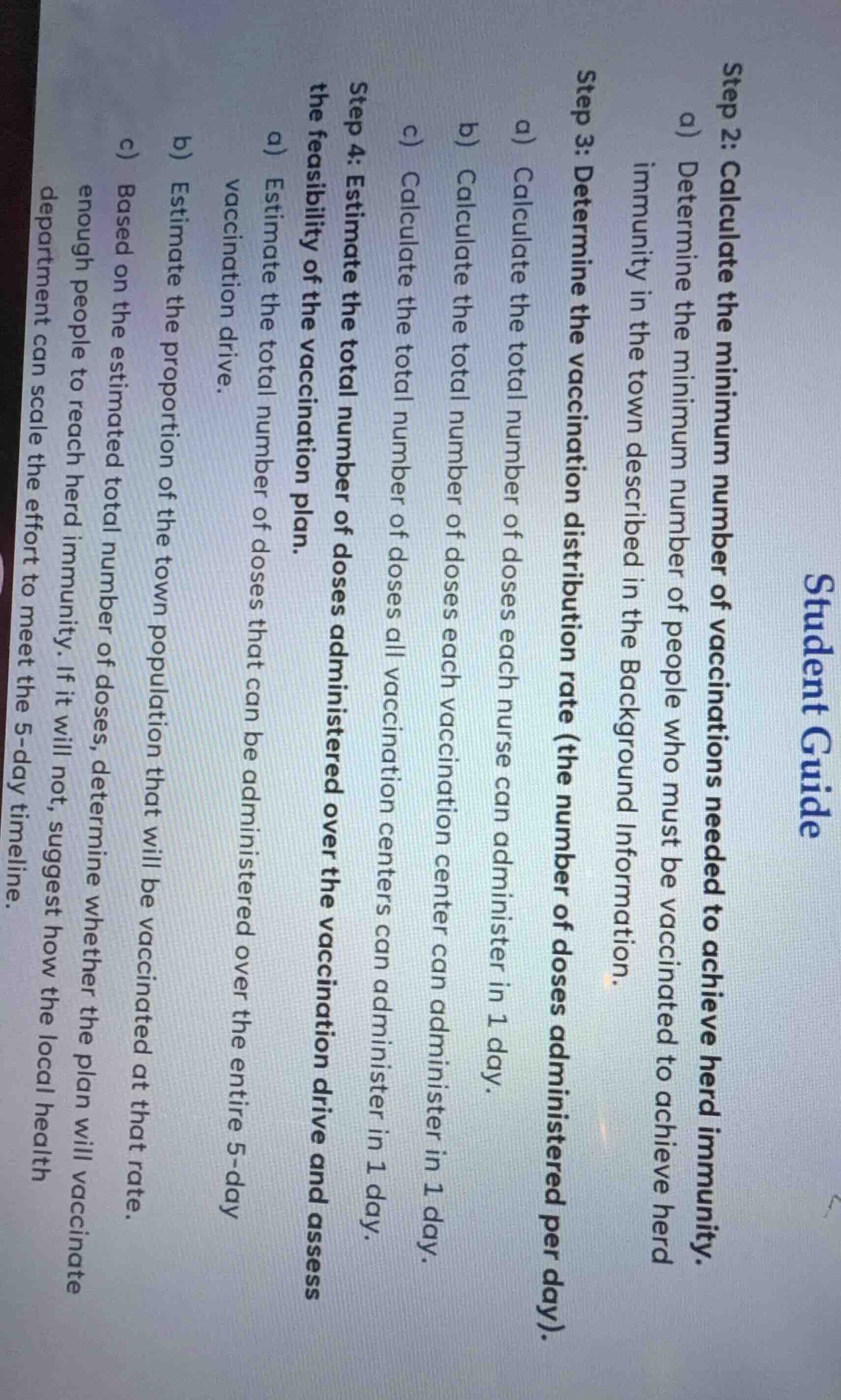 student guide step 2: calculate the minimum number of vaccinations need…