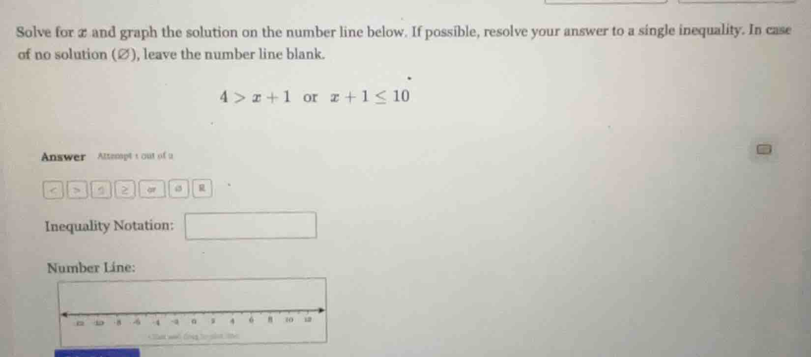 solve for x and graph the solution on the number line below. if possibl…