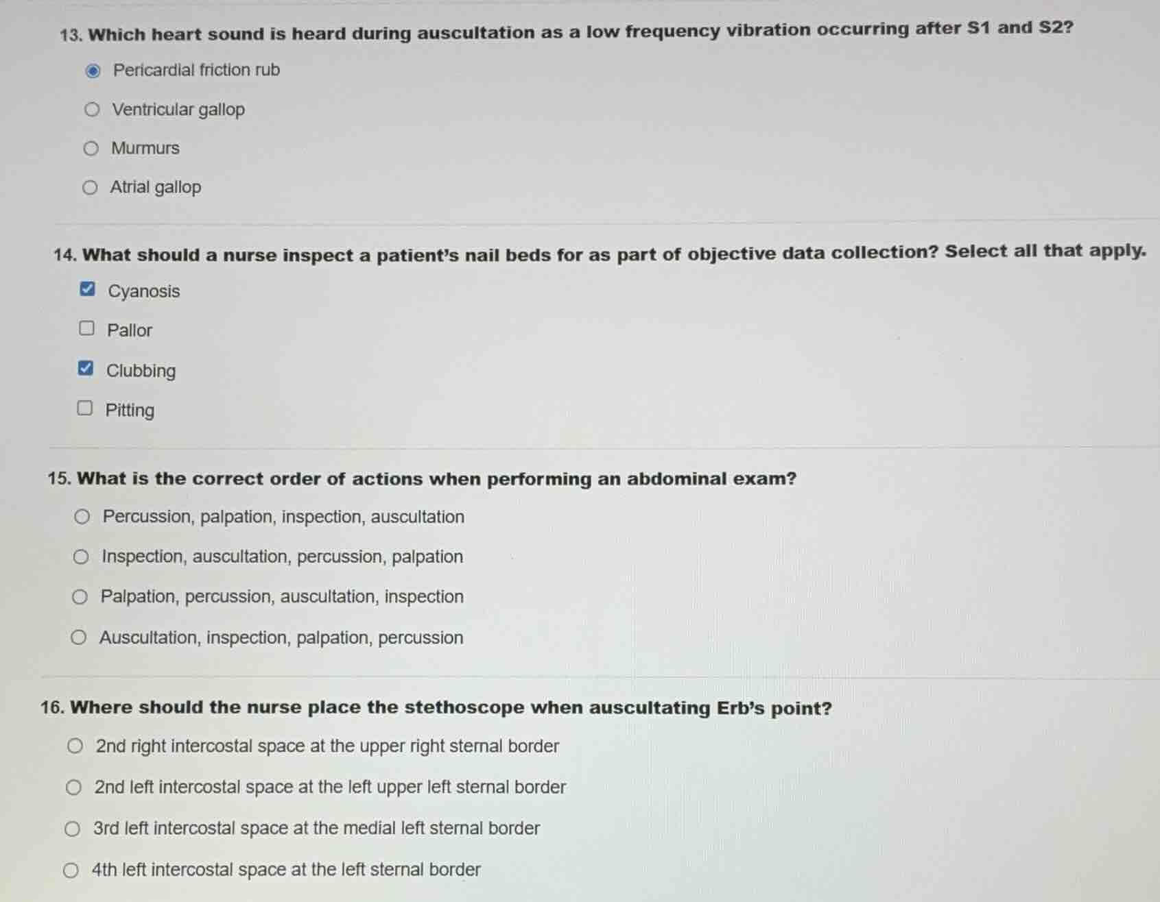 13. which heart sound is heard during auscultation as a low frequency v…