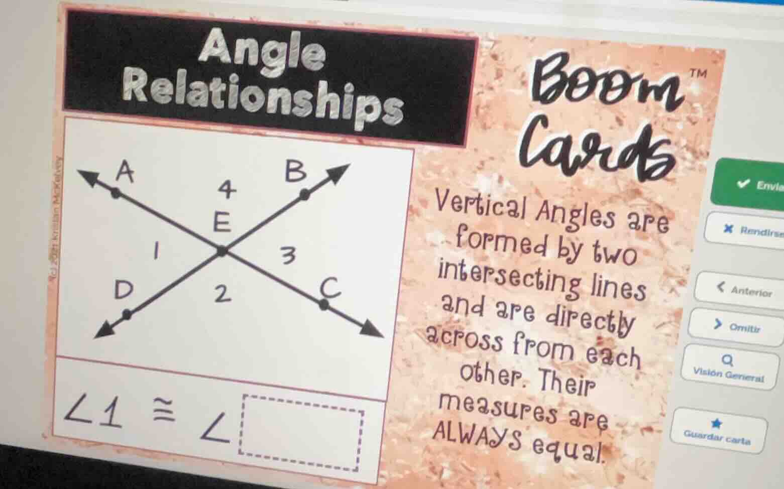 angle relationships boom cards vertical angles are formed by two inters…