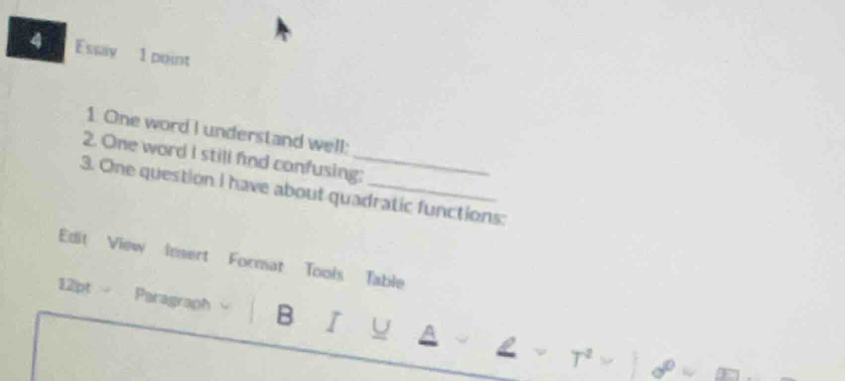 4 essay 1 point 1. one word i understand well: 2. one word i still find…