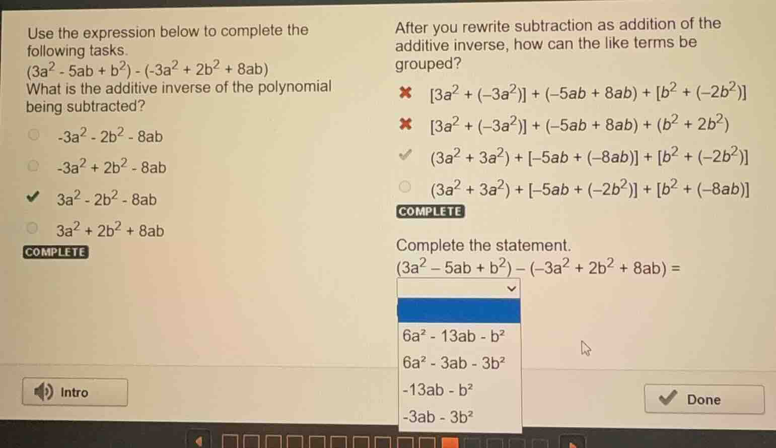 use the expression below to complete the following tasks. $(3a^2 - 5ab …