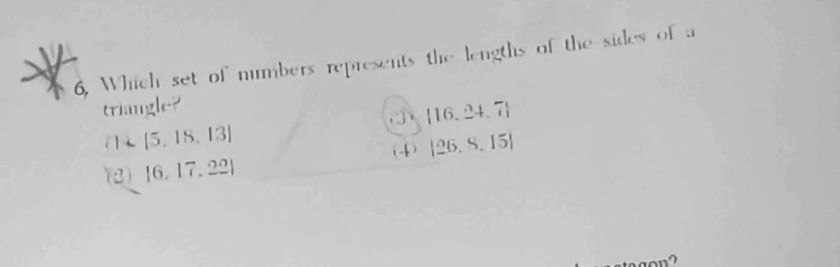 6. which set of numbers represents the lengths of the sides of a triang…