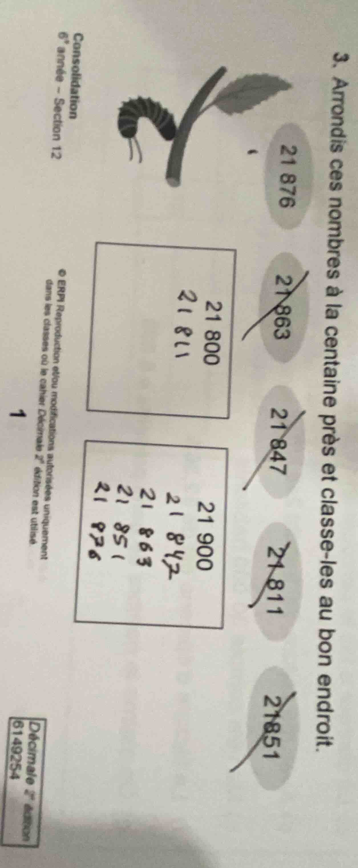 consolidation 6° année - section 12 3. arrondis ces nombres à la centai…